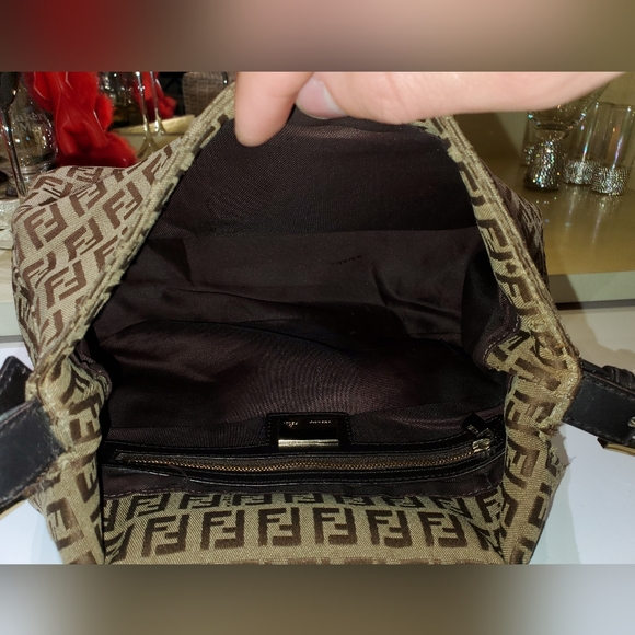 Fendi Zucchino Mama vintage canvas shoulder bag- brown/beige gold hardware - Picture 10 of 13